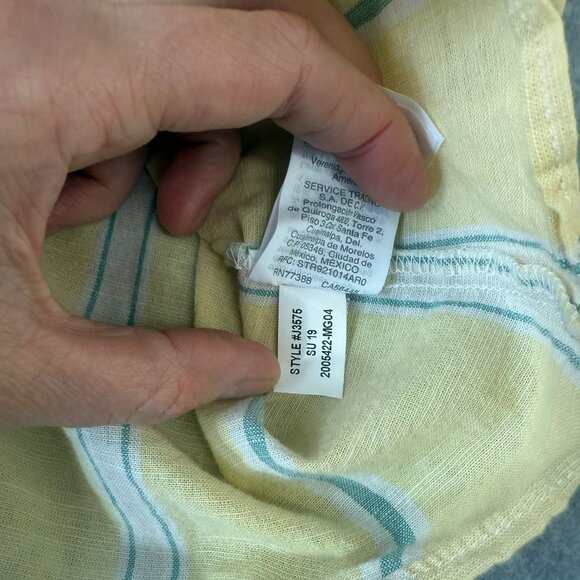 Madewell Womens Size XXS Yellow Green Atlantic Stripe Blouse Button Front Top - Picture 11 of 13